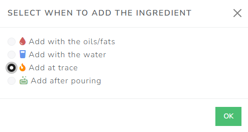 The Cosmetics Lab Soap Calculator - show ingredients of a certain type