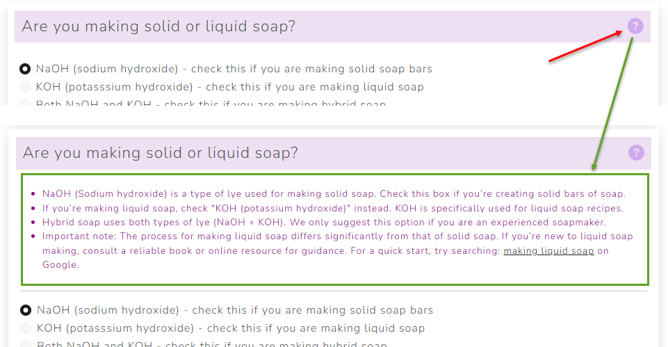 The Cosmetics Lab Soap Calculator - help sections