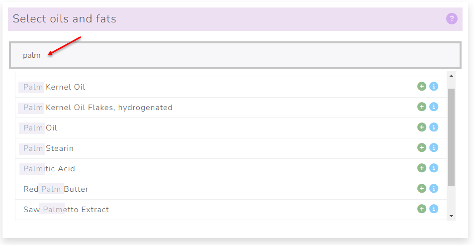 The Cosmetics Lab Soap Calculator - search for fat or oil