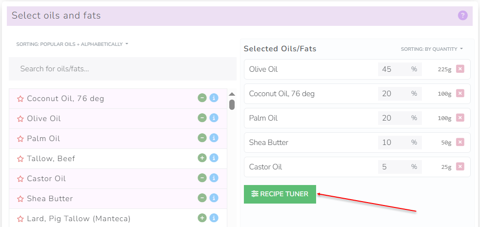 The Cosmetics Lab Soap Calculator - fine tuning soap properties