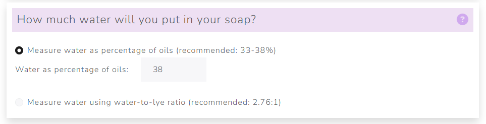 The Cosmetics Lab Soap Calculator - water amount