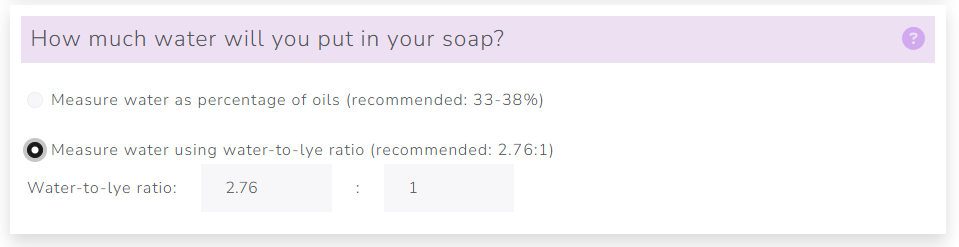 The Cosmetics Lab Soap Calculator - water to lye